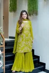 Jf 027 Heavy Faux Georgette With Embroidery Work Sharara Suits